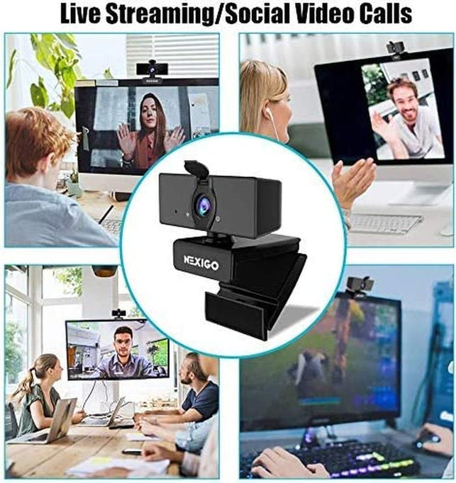 Nexigo N660 1080P Business Webcam, Dual Microphone & Privacy Cover, USB FHD Web Computer Camera, Plug and Play, for Zoom/Skype/Teams/Webex, Laptop MAC PC Desktop