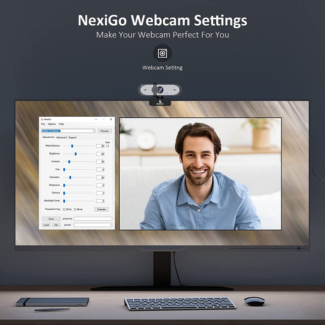 Nexigo N660P 1080P 60FPS Webcam with Software Control, Dual Microphone & Cover, Autofocus, HD USB Computer Web Camera, for Obs/Gaming/Zoom/Skype/Facetime/Teams/Twitch