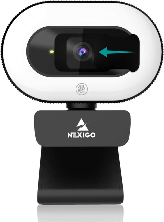 Nexigo Streamcam N930E with Software, 1080P Webcam with Ring Light and Privacy Cover, Auto-Focus, Plug and Play, Web Camera for Online Learning, Zoom Meeting Skype Teams, PC Mac Laptop Desktop