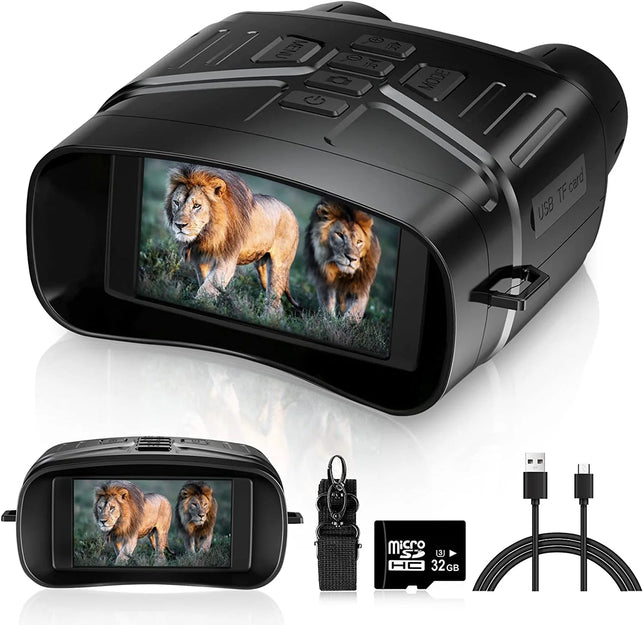 Night Vision Binoculars - Night Vision Goggles for Adults, 3'' Digital Infrared Night Vision Can save Photo and Video with 32GB Memory Card & Rechargeable Lithium Battery