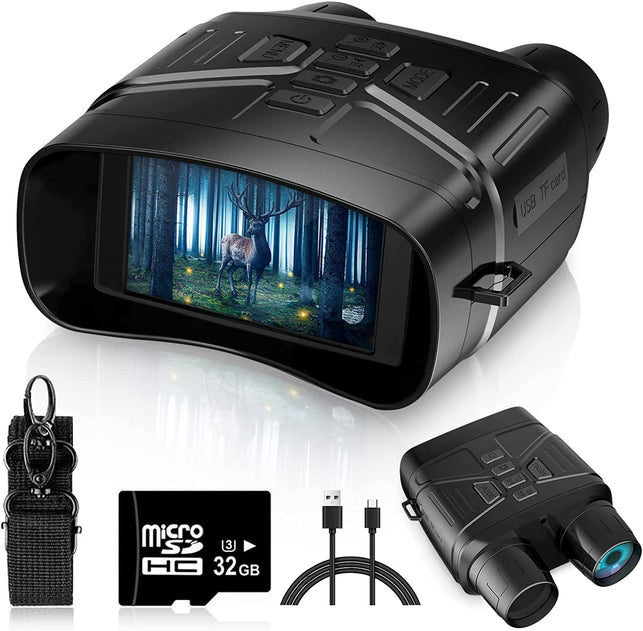 Night Vision Goggles - 4K Night Vision Binoculars for Adults, 3'' Large Screen Binoculars Can save Photo and Video with 32GB Memory Card & Rechargeable Lithium Battery