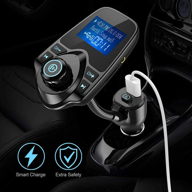 Nulaxy Bluetooth FM Transmitter for Car, Upgraded Manual Power On/Off Switch Wireless Car Radio Bluetooth Adapter Supports Hands free Calls, USB Fast - KM 18 PLUS