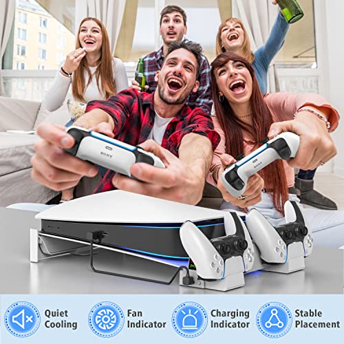 OIVO PS5 Horizontal Stand with 3-Level Cooling Fan and PS5 Controller Charger for Playstation 5 PS5 Console, PS5 Cooling Station with PS5 Charging Station, PS5 Stand Horizontal for PS5 Accessories