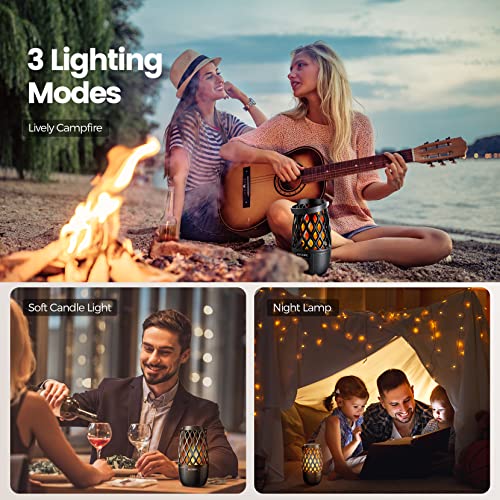 Outdoor Bluetooth Speaker with Light, Gift for Men, Xmas Decor Gadget Cool Stuff, Sync up to 100 Wireless Portable Speaker with Wall Mount/Stake/Hook, Waterproof for Patio/Yard/Party/Camping, 2 Pack