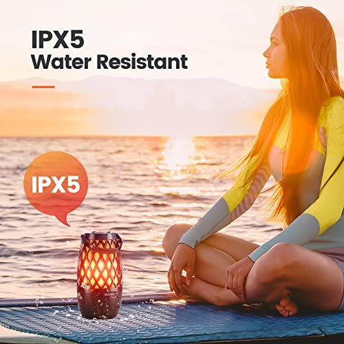 Outdoor Bluetooth Speaker with Light, Gift for Men, Xmas Decor Gadget Cool Stuff, Sync up to 100 Wireless Portable Speaker with Wall Mount/Stake/Hook, Waterproof for Patio/Yard/Party/Camping, 2 Pack