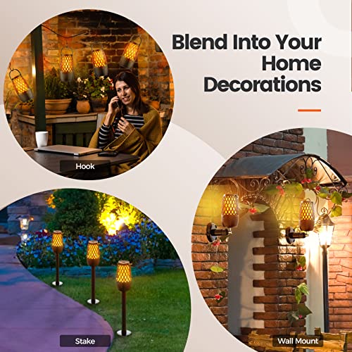 Outdoor Bluetooth Speaker with Light, Gift for Men, Xmas Decor Gadget Cool Stuff, Sync up to 100 Wireless Portable Speaker with Wall Mount/Stake/Hook, Waterproof for Patio/Yard/Party/Camping, 2 Pack
