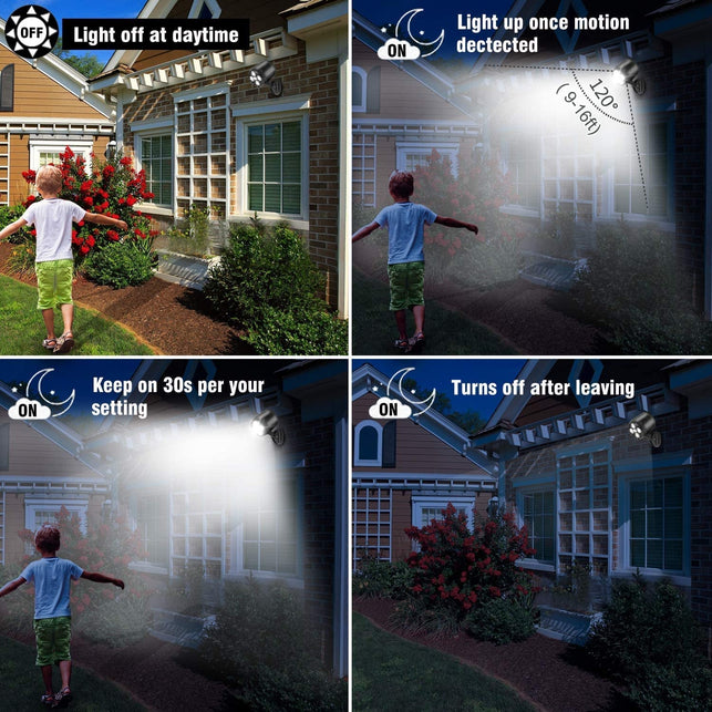 Outdoor Motion Sensor Light Battery Operated, Hotomely IP65 Waterproof Ultra Bright Motion Sensor Outdoor Lights Head Adjustable with 8W 600 Lumen 6000K 4Leds for Garage Yard Porch and Patio (2 Packs)