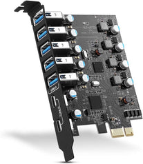 PCI-E to USB 3.0 7-Port(2X USB-C - 5X USB-A ) Expansion Card ,PCI Express USB Add in Card , Internal USB3 Hub Converter for Desktop PC Host Card Support Windows 10/8/7/XP and MAC OS 10.8.2 Above