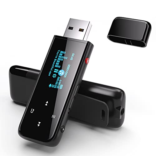 PECSU USB MP3 Player with Clip, Portable Music Player, PECSU Q7 Lossless MP3 Player with FM Radio and Metal Body, 6000+ Song Storage, One-Button for Recording, USB Charging