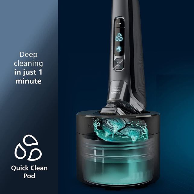 Philips Norelco 9800 Rechargeable Wet & Dry Electric Shaver with Quick Clean, Travel Case, Pop up Trimmer, Charging Stand, S9987/85