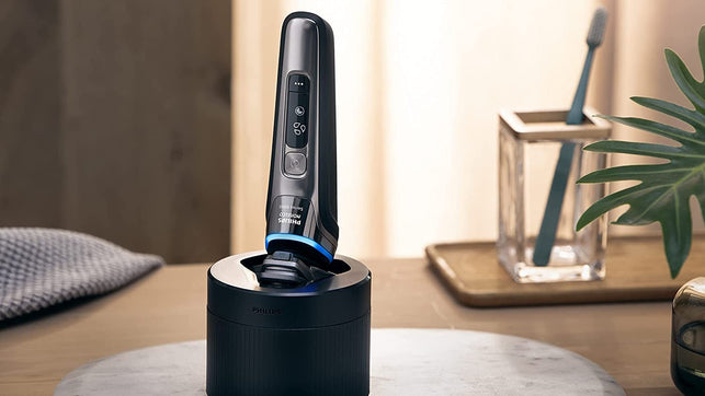 Philips Norelco 9800 Rechargeable Wet & Dry Electric Shaver with Quick Clean, Travel Case, Pop up Trimmer, Charging Stand, S9987/85