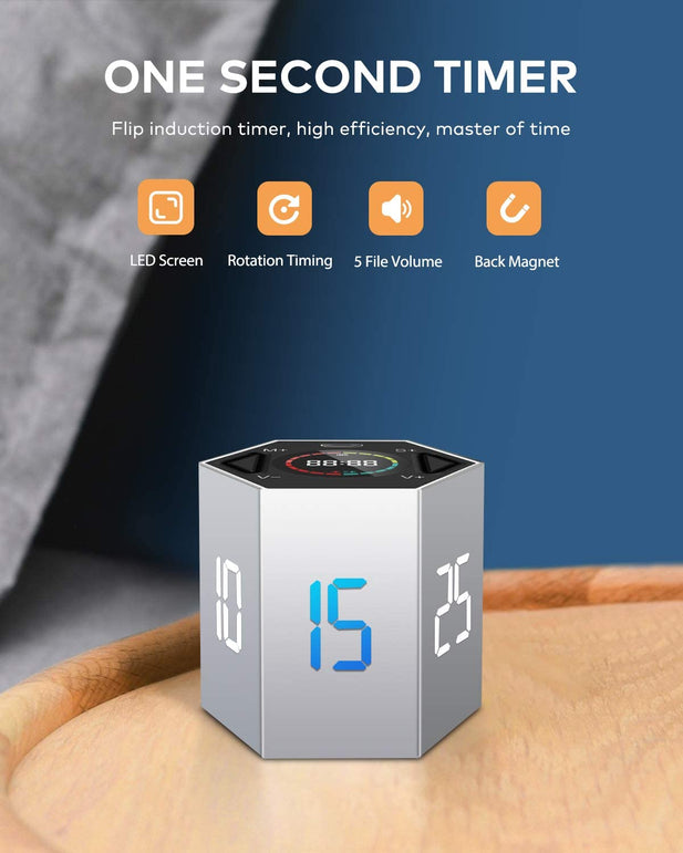 PIHEN Timer, Kitchen Timer Multi-Function Electronic Digital Timer for Kids, Flip Timer with Time and Alarm Function, Suitable for Work, Exercise, Gam