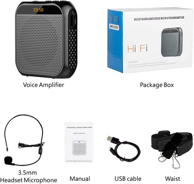 Voice Amplifier Teachers,Megaphone Speaker Portable PA System With Microphone Headset(Work Of 12hours) Supports MP3 Format Audio For Tour Guides Coaches Yoga Fitness Instructors
