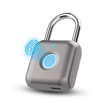 Pothunder Fingerprint Padlock, Smart Padlock, Locker Lock, Biometric Metal Keyless Thumbprint Lock, Waterproof, USB Rechargeable, for Gym Locker, School Locker, Luggage, Backpack, Suitcase(Gray)