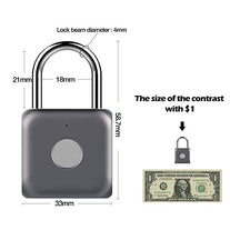 Pothunder Fingerprint Padlock, Smart Padlock, Locker Lock, Biometric Metal Keyless Thumbprint Lock, Waterproof, USB Rechargeable, for Gym Locker, School Locker, Luggage, Backpack, Suitcase(Gray)