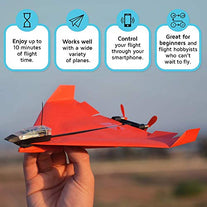 POWERUP 4.0 The Next-Generation Smartphone Controlled Paper Airplane Kit, RC Controlled. Easy to Fly with Autopilot & Gyro Stabilizer. For Hobbyists,