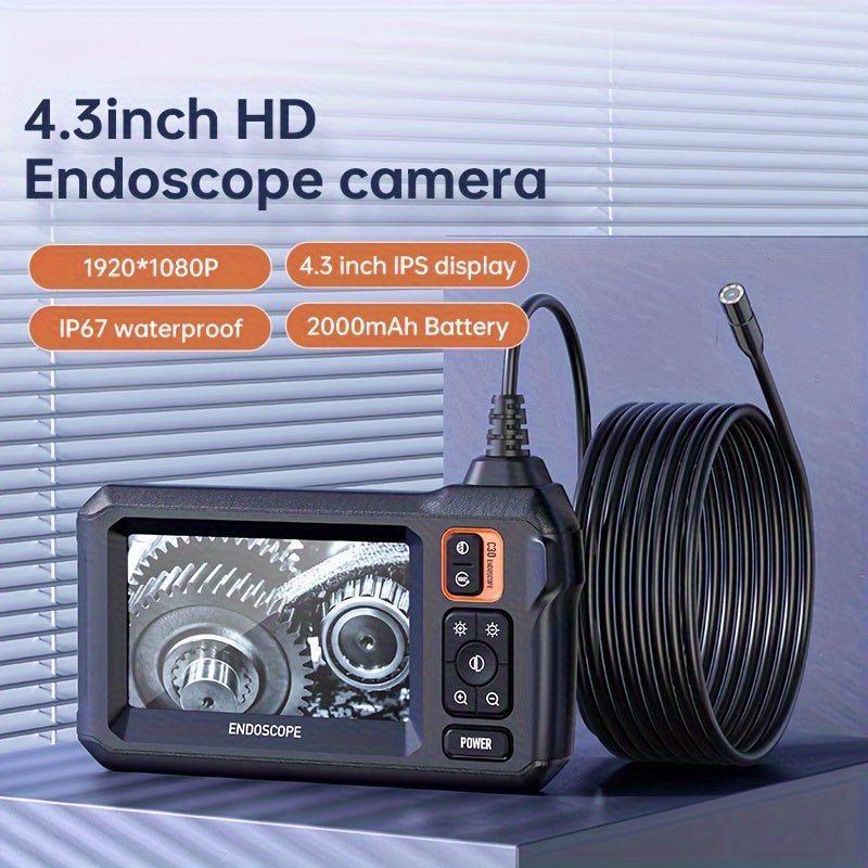 1pc Industrial Endoscope 8mm HD Digital Borescope Inspection Camera 43Inch IPS Screen Snake Camera With 8 LED Lights 165FT SemiRigid Cable For Mechanical Equipment Auto Repair Plumbing House Auxiliary Inspection