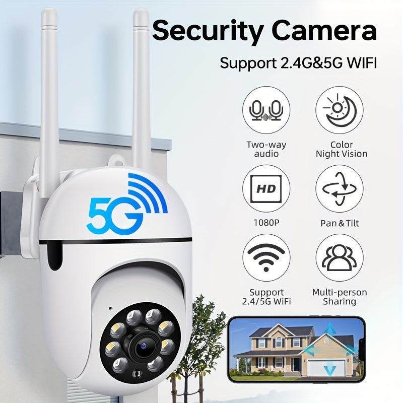 Pro Series Outdoor Security Camera  1080P 5G24G WiFi Wireless Home Surveillance System with 355 PanTilt Color Night Vision 2Way Audio Waterproof Motion Detection Phone App Control and RealTime Alerts  No SD Card Required