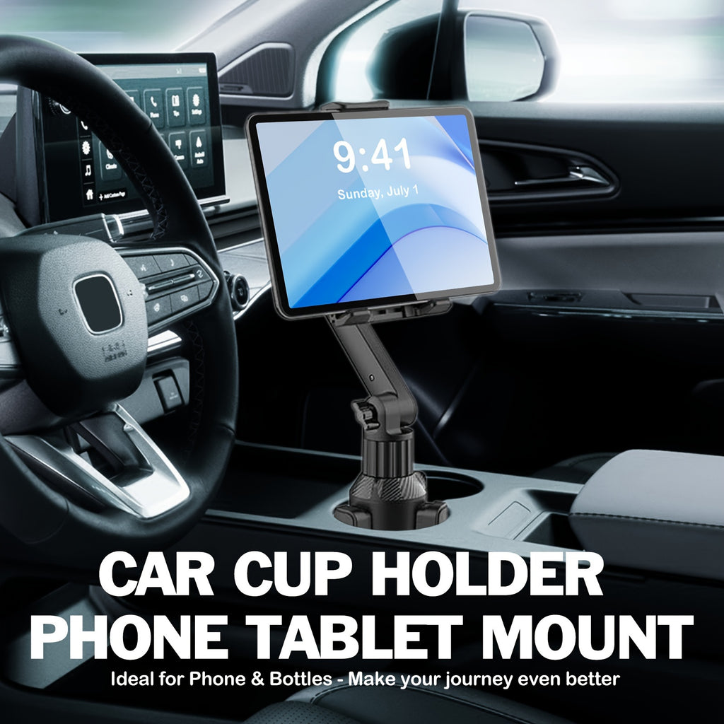 Car Cup Holder Tablet Phone Mount With Heavy Duty Cupholder Base Adjustable Tablet Phone Holder For CarTruck Compatible With 10163302cm Tablets IPad MiniAirPro IPhone All Cellphones