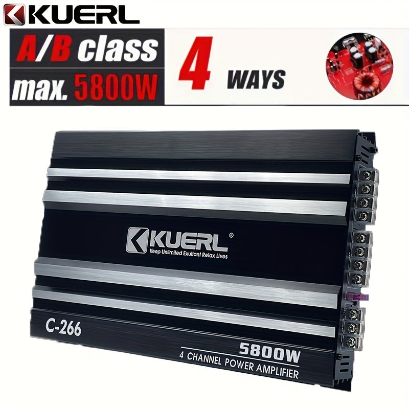 KUERL 4 Channel AB Class 12V Car Amplifier 5800W Power Stereo Amplifier Car Audio Amplifier To Drive Subwoofers And Speakers