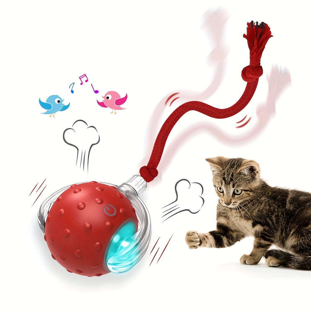 Cat Rolling Ball Bird Chirping Interactive Cats Toys Motion Sensor Cat Toy Balls Random Rolling Pet Kitten Teaser Long Tail Toys