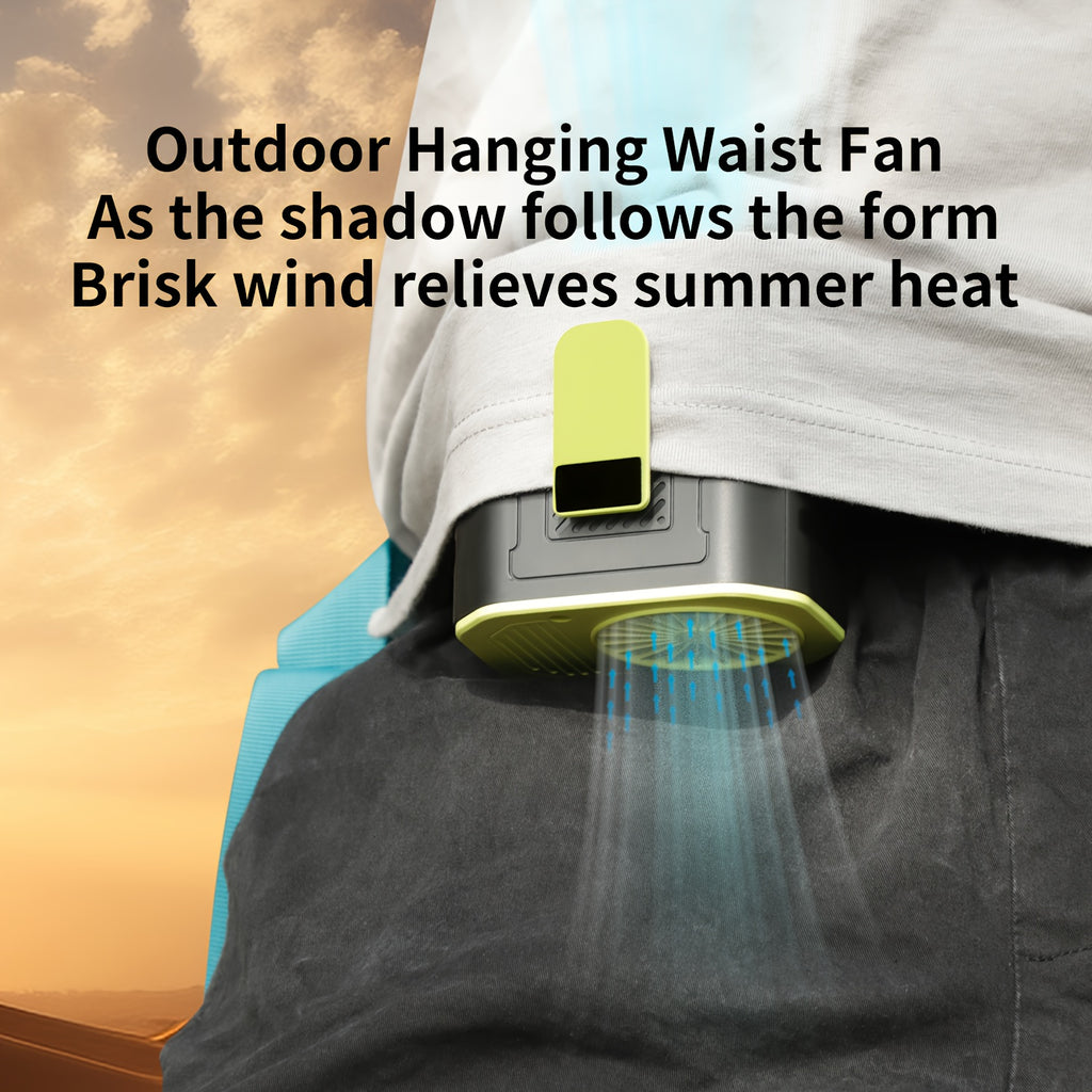 Outdoor Hanging Waist LED Fan Portable Camping Carrying Charging Small Fan Mountaineering Sports Small Fan Low Noise Outdoor Lighting USB Digital Small Fan Summer Gift