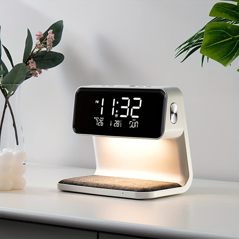 Wireless charger 15W with clock desktop 3in1 nightlight Modern bedroom bedside light alarm clock Wireless charging nightlight Office living room