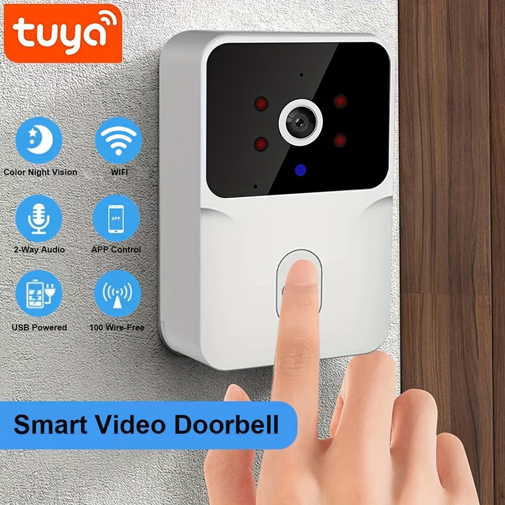 Tuya Wireless Doorbell Camera With HD Video Night Vision  Voice Change Smart Home Security System Monitor Doorbell Camera Wifi Intelligent Visual Doorbell Home Intercom WiFi Rechargeable Security Doorbell