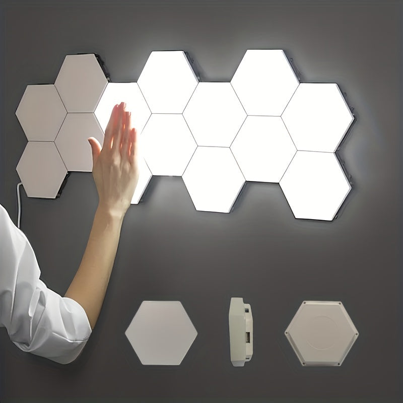 6 pack Touch Control Hexagonal LED Wall Light Neutral White Lamp With Touch Night Light Easy To Use And Energy Efficient