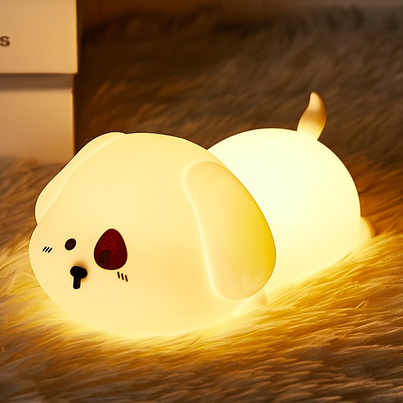 Adorable Silicone Puppy Night Light  TaptoIlluminate 1200mAh Battery  Soft Decorative Lamp for Home Living Room Desk  Festive Gifts  Perfect for Halloween Christmas Birthday Camping  Parties