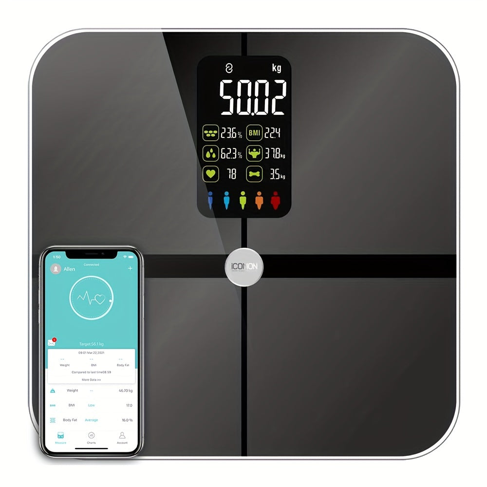 Body Fat Scale Lepulse Large Display Scale for Body Weight High Accurate Digital Bathroom Scale BMI Smart Weight Scale with Body Fat Muscle Heart Rate 15 Body Compositions with Trend