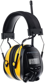 PROTEAR Digital AM FM Radio Headphones, Ear Protection Safety Ear Muffs, Electronic Noise Reduction Ear Defender for Mowing Lawn Working (Yellow)