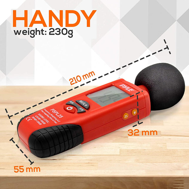 Pyle Digital Handheld Sound Level Meter - Meter Automatic with A and C Frequency Weighting for Musicians and Sound Audio Professionals, 9V Battery Typ