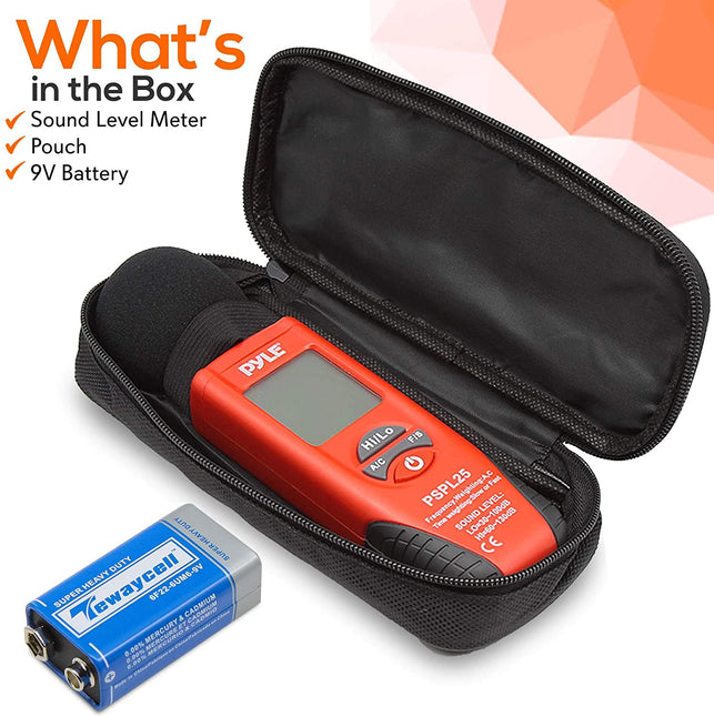 Pyle Digital Handheld Sound Level Meter - Meter Automatic with A and C Frequency Weighting for Musicians and Sound Audio Professionals, 9V Battery Typ