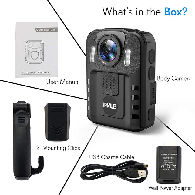 Pyle Police Security Video Compact Camera - HD 2304X1296P Rechargeable Wireless Waterproof Wearable Law Enforcement Mini Surveillance Cam, Audio Video Recording, Night Vision, Motion Detector PPBCM6