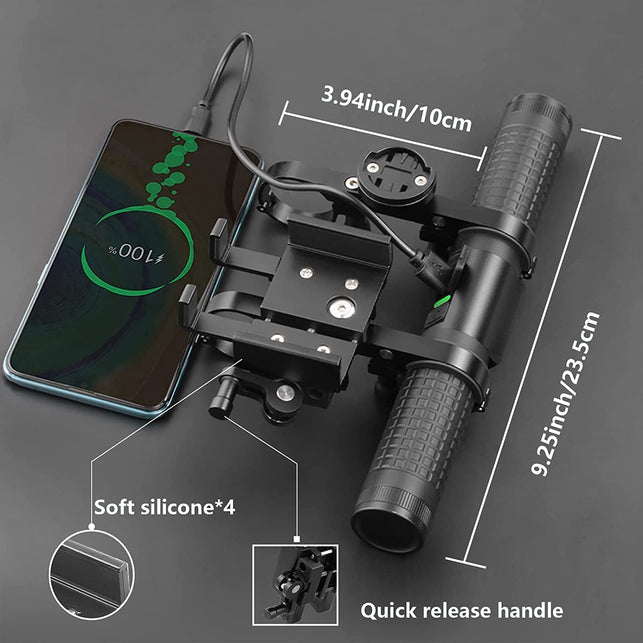 Redcomets Bike Handlebar Extender,Usb Rechargeable Bicycle Handlebar Extender Comes with a 2400Lumens Bicycle Light&Bike Phone Mount,Cycling Computer Mount and a Built-In 10000Mah Power Bank