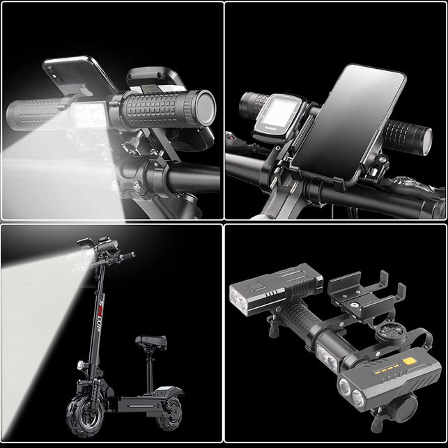 Redcomets Bike Handlebar Extender,Usb Rechargeable Bicycle Handlebar Extender Comes with a 2400Lumens Bicycle Light&Bike Phone Mount,Cycling Computer Mount and a Built-In 10000Mah Power Bank