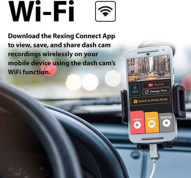 Rexing V1 3rd Generation 4K UHD WiFi Car Dash Cam 2.4" LCD 170° Wide Angle Dashboard Camera Recorder with WiFi, 32GB Card, G-Sensor, WDR, Loop Recordi