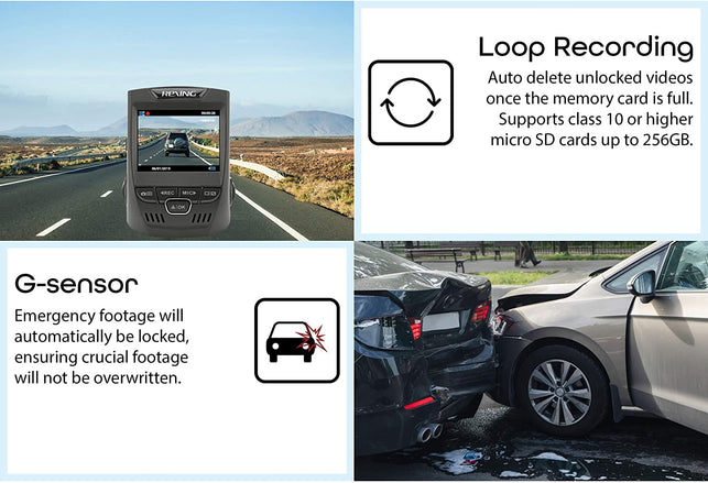 Rexing V1 3rd Generation 4K UHD WiFi Car Dash Cam 2.4" LCD 170° Wide Angle Dashboard Camera Recorder with WiFi, 32GB Card, G-Sensor, WDR, Loop Recordi