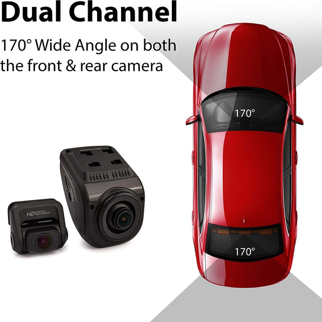 Rexing V1P Pro Dual 1080P Full HD Front and Rear 170° Wide Angle Wi-Fi Car Dash Cam with Built-In GPS Logger, Supercapacitor, 2.4" LCD Screen, G-Sensor, Loop Recording, Mobile App, Parking Monitor