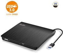 Rioddas External CD Drive, USB 3.0 Portable CD/DVD +/-RW Drive Slim DVD/CD ROM Rewriter Burner Compatible with Laptop Desktop PC Windows Linux OS Appl