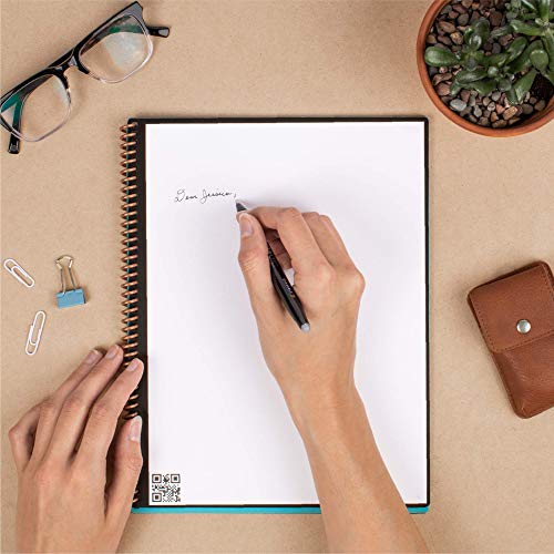 Rocketbook Smart Reusable Notebook - Dot-Grid Eco-Friendly Notebook with 1 Pilot Frixion Pen & 1 Microfiber Cloth Included - Infinity Black Cover, Exe