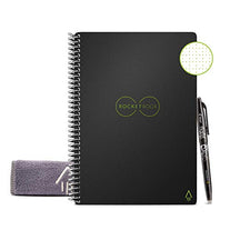 Rocketbook Smart Reusable Notebook - Dot-Grid Eco-Friendly Notebook with 1 Pilot Frixion Pen & 1 Microfiber Cloth Included - Infinity Black Cover, Exe