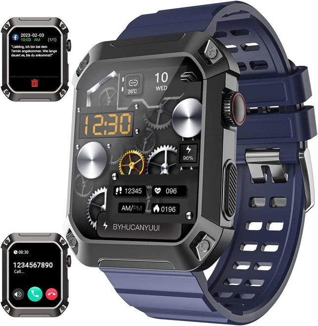Rogbid Smart Watches for Men (Dial/Answer Call) Bluetooth Call IP69 Waterproof Rugged Military Outdoor Sports Smart Watch Iphone Compatible Fitness Tracker Smartwatch with Blood Pressure Heart Rate