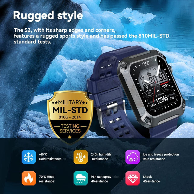 Rogbid Smart Watches for Men (Dial/Answer Call) Bluetooth Call IP69 Waterproof Rugged Military Outdoor Sports Smart Watch Iphone Compatible Fitness Tracker Smartwatch with Blood Pressure Heart Rate