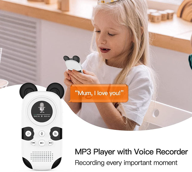 RUIZU 16GB MP3 Player for Kids, Cute Panda Portable Music Player MP3, Child MP3 Player with Bluetooth 5.0, Speaker, FM Radio, Voice Recorder, Alarm Clock, Stopwatch, Pedometer, Support up to 128GB