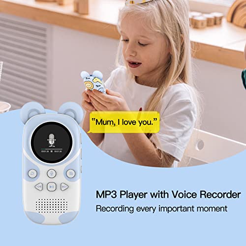 RUIZU Bluetooth MP3 Player for Kids, Cartoon Zoo Portable Music Player 16GB, Child MP3 Player with Bluetooth, Speaker, FM Radio, Voice Recording, Stopwatch, Pedometer, Expandable 128GB Micro SD Card