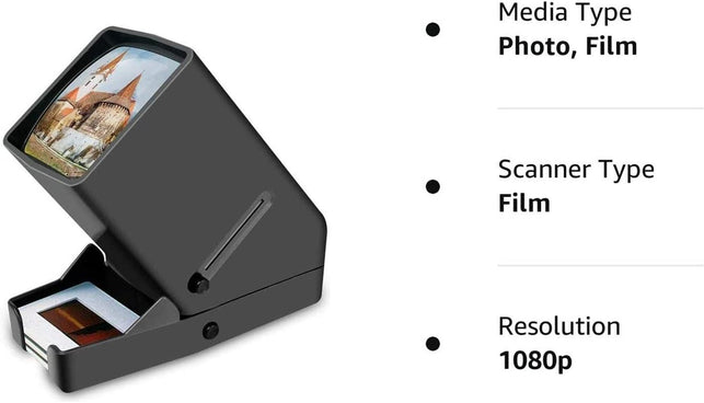 Rybozen 35Mm Slide Viewer, 3X Magnification and Desk Top LED Lighted Illuminated Viewing and Battery Operation-For 35Mm Slides & Positive Film Negatives(4Aa Batteries Included)