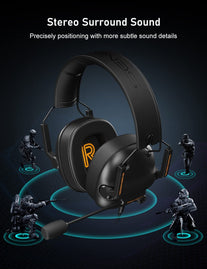 SENZER SG500 Surround Sound Pro Gaming Headset with Noise Cancelling Microphone - Detachable Memory Foam Ear Pads - Portable Foldable Headphones for PC, PS4, PS5, Xbox One, Switch