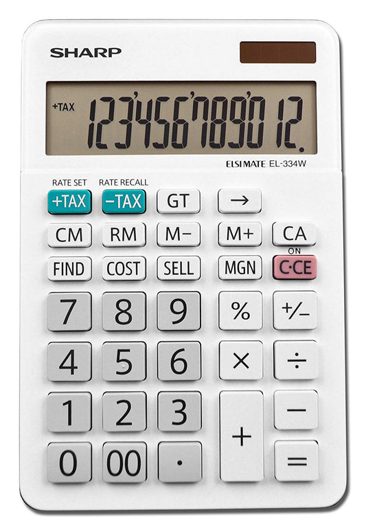 Sharp EL334W EL-334W Large Desktop Calculator, 12-Digit LCD